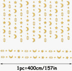 Gold Ramadan Hanging Curtain Strands – Moon, Stars & Lanterns - Palestine Market