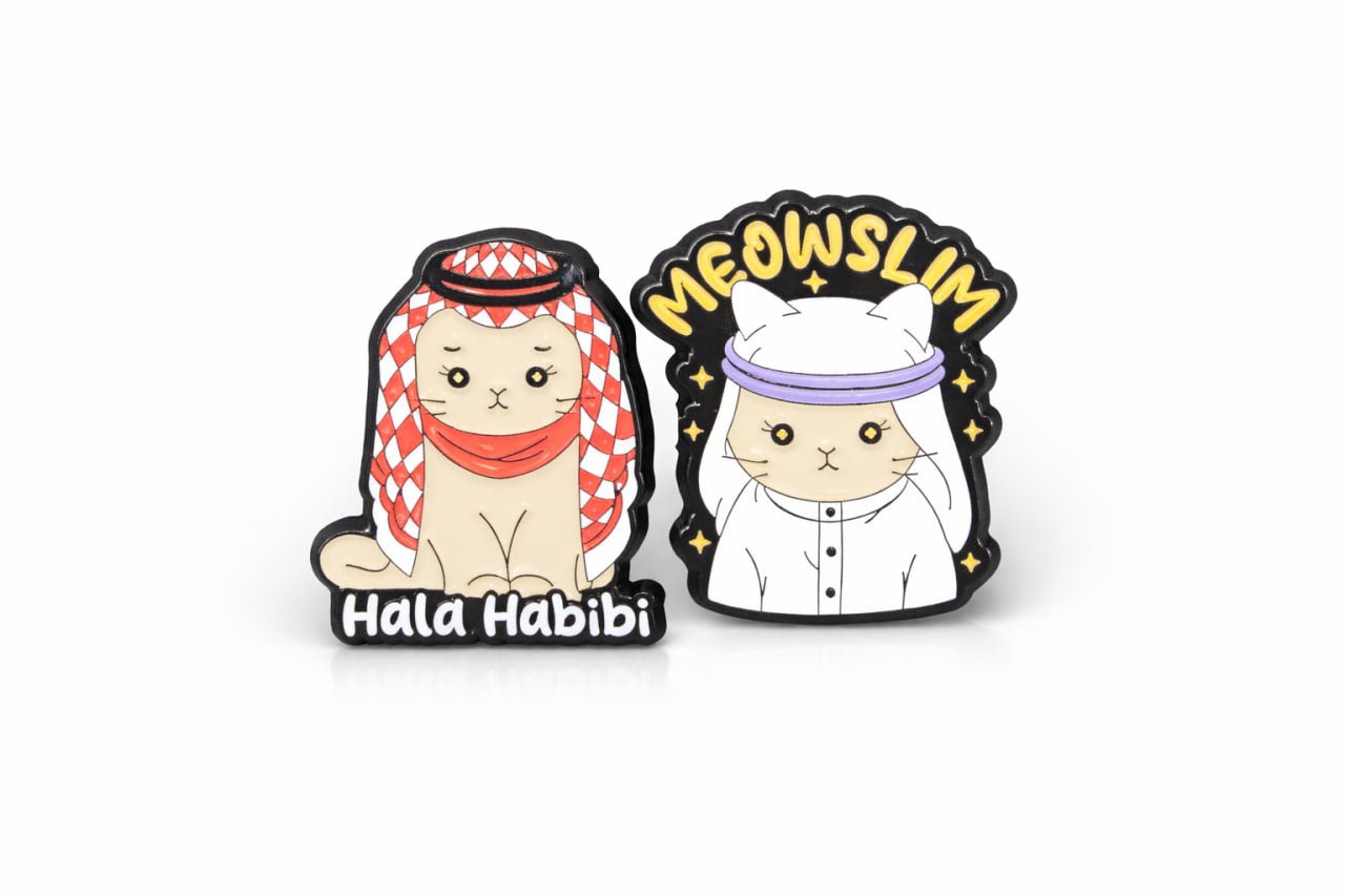Hala Habibi & Meowslim Cat Enamel Pins - Palestine Market