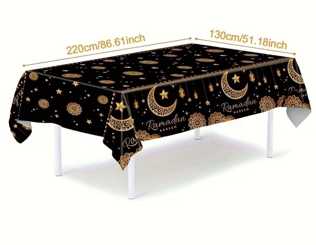 Ramadan Kareem Tablecloth – Black & Gold - Palestine Market