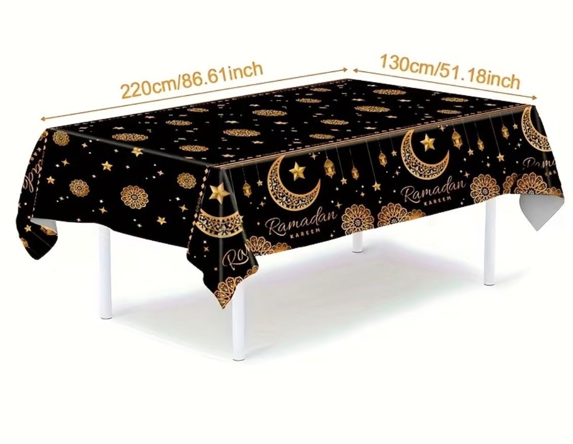 Ramadan Kareem Tablecloth – Black & Gold - Palestine Market